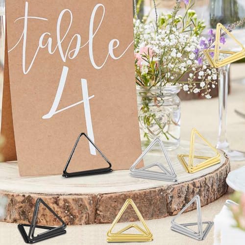 100 Pack Gold Place Card Holders Triangle Shape