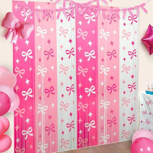 2 Pack Pink Bow Foil Streamer Party Decor