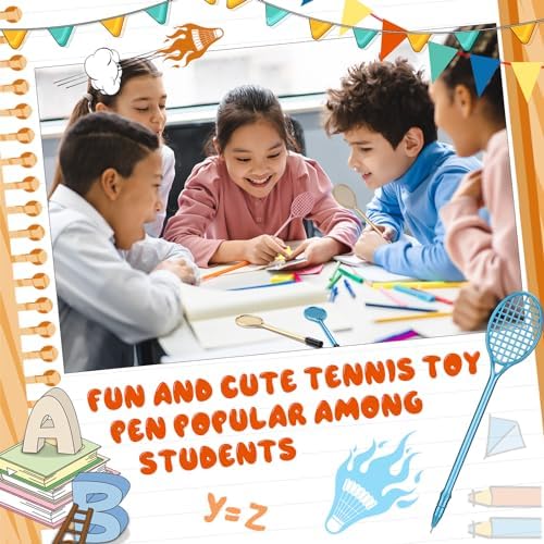 60 Pcs Tennis Racket Gel Pens for Parties and Stress Relief