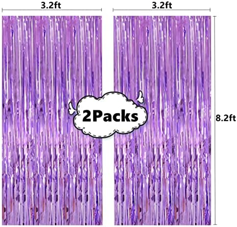 Light Purple Fringe Curtain Set 2pcs 32ft x 82ft