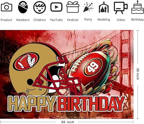 49 Football Themed Birthday Backdrop 5x3ft