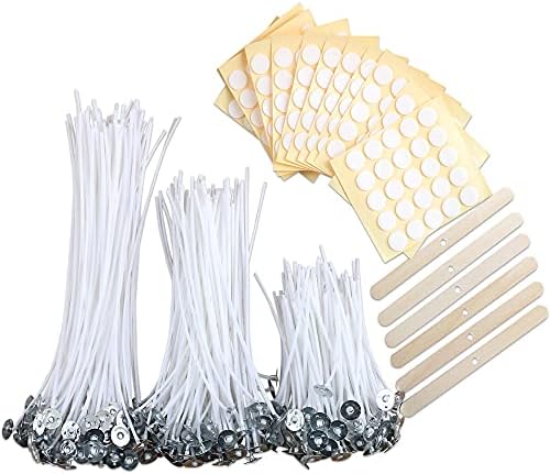 MILIVIXAY 300pcs Cotton Candle Wicks Kit with Stickers and Holders