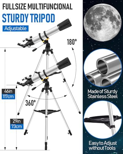 Sararoom High-Powered Refractor Telescope with Tripod and Phone Adapter