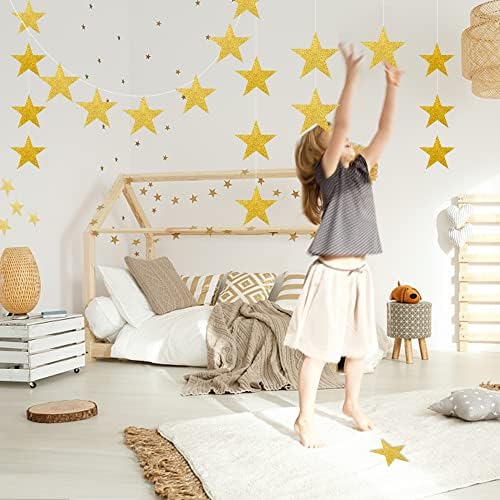 100 PCS Glitter Gold Star Cutouts for Party Decorations
