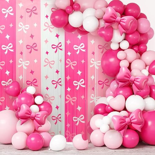 2 Pack Pink Bow Foil Streamer Party Decor