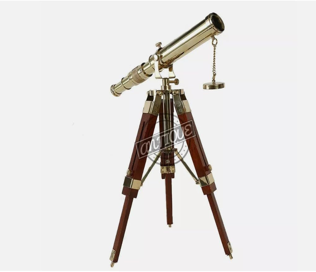 Vintage Nautical Telescope with Wooden Tripod