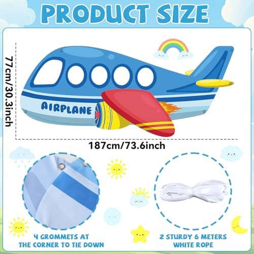 Airplane Photo Prop Selfie Frame Birthday Party Decor 74x30in