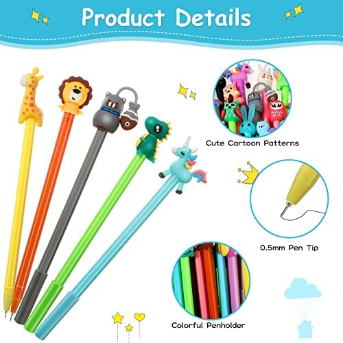 Handepo Cute Cartoon Gel Ink Pens 200 Pcs 50 Styles