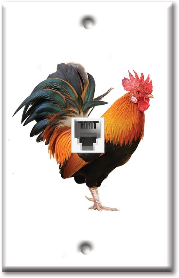 Art Plates Rooster One Port RJ11 Telephone Wall Plate