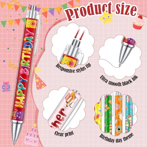 Cholemy 96 Pcs Birthday Pens Bulk Happy Birthday Ballpoint Pens