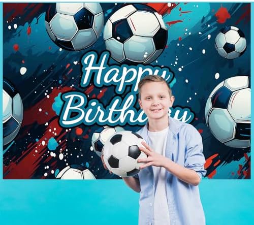 Soccer Birthday Banner Backdrop 5x3ft