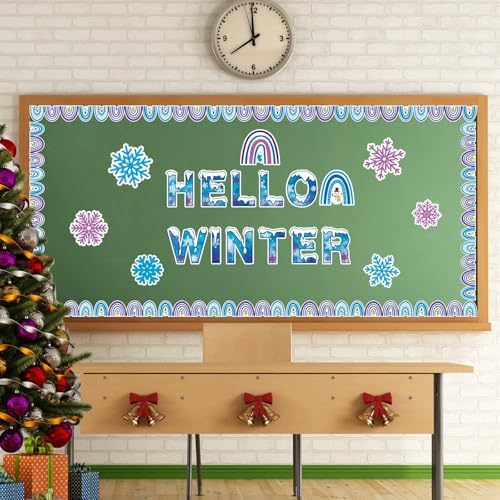 Winter Boho Rainbow Bulletin Board Decorations Set