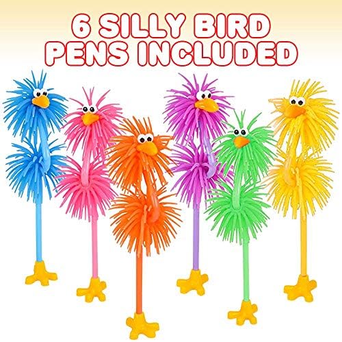 ArtCreativity Silly Rubber Bird Pens Set of 6