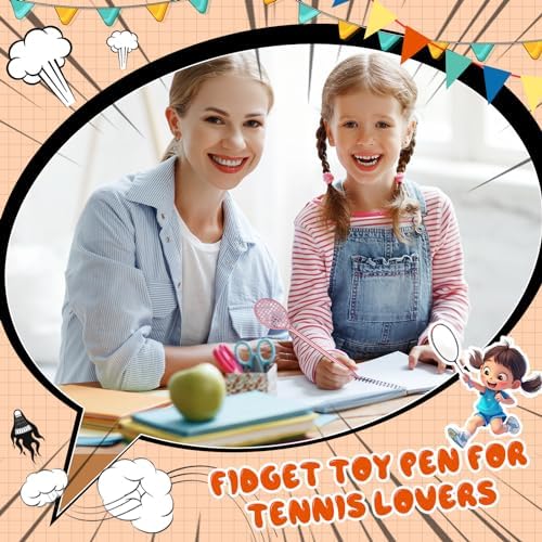 60 Pcs Tennis Racket Gel Pens for Parties and Stress Relief