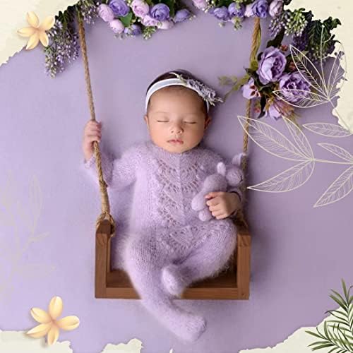 MG House Wooden Swing Baby Photo Prop Brown 6 Sunflowers