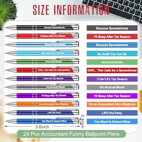 24 Pcs Funny Accountant Pens with Quotes