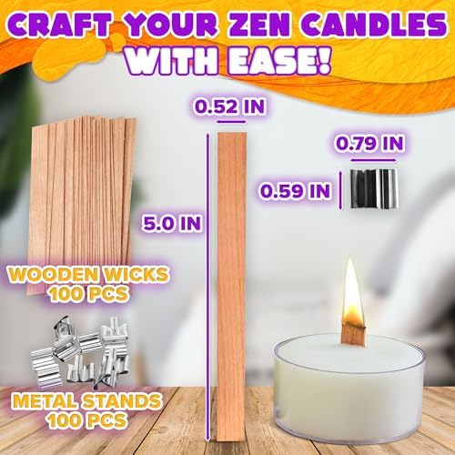 Wood Wicks for Candle Making 100 Pcs 50 Sets - 5x052 Inch