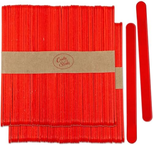 CraftySticks 100 Pack Red Painted Popsicle Sticks 45 Inch