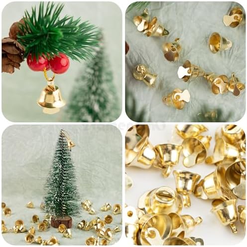 100 Pack Gold Mini Bells for Christmas Decoration