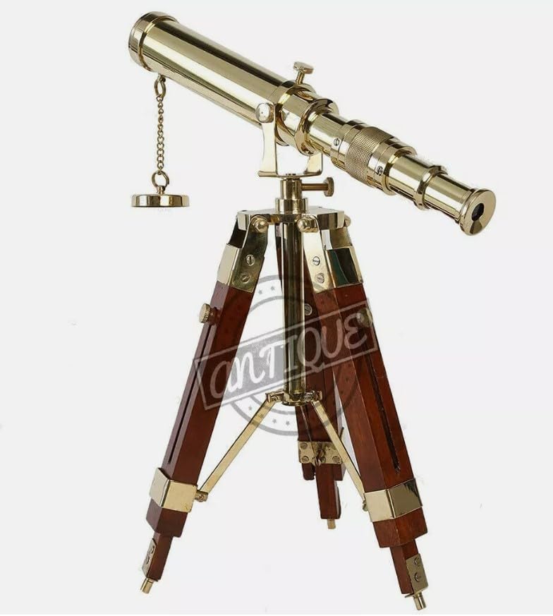 Vintage Nautical Telescope with Wooden Tripod