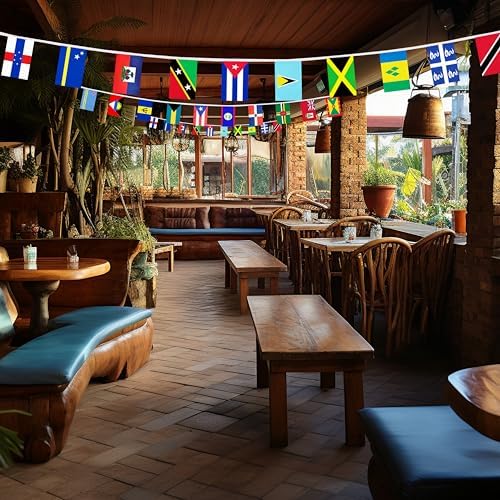 20 Caribbean Nations 30 Feet String Flags
