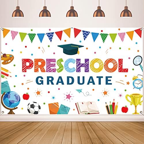 Preschool Graduation Backdrop with Ribbon for Kids Class of 2023 Ceremony