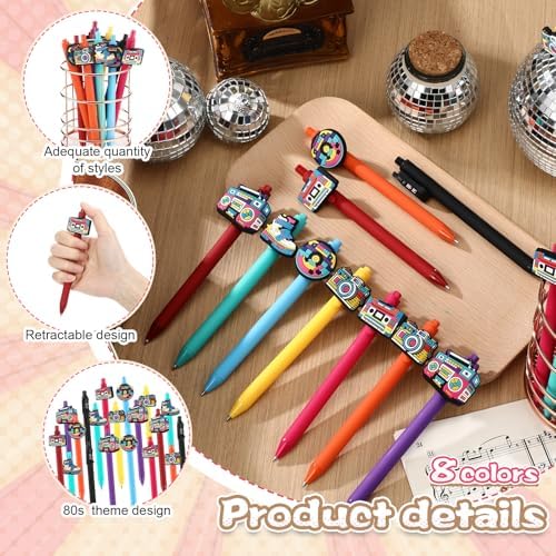 20 Pcs Retro 80s 90s Music Themed Ballpoint Pens