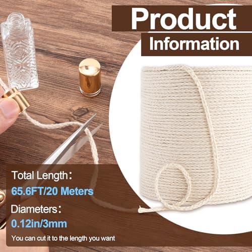 PAGOW 656 Feet Cream Candle Wicks Roll for DIY Crafts