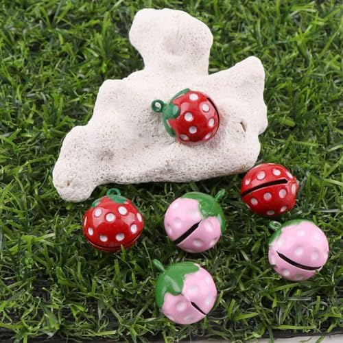 10pcs Strawberry Shape Bells for Jewelry and Decor