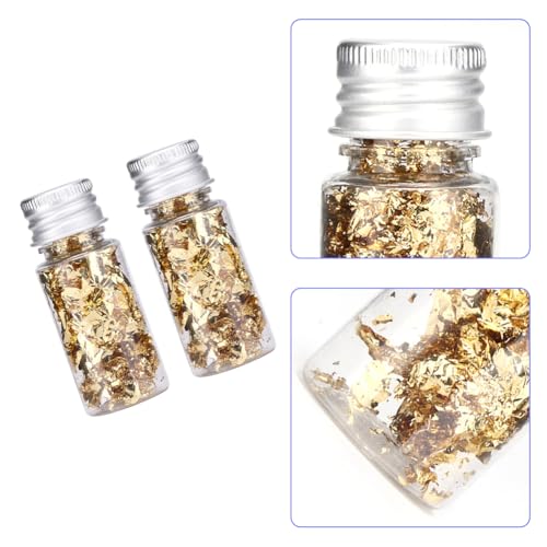 Lwuey Gold Leaf Cake Decor 2PCS Sparkling Flakes