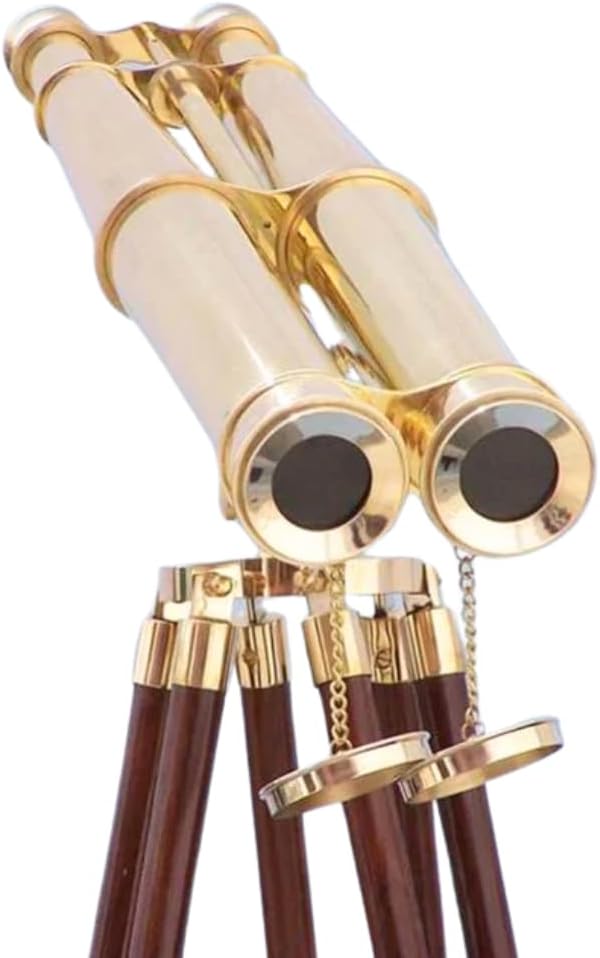 Nautical Floor Standing Brass Binoculars with Adjustable Tripod