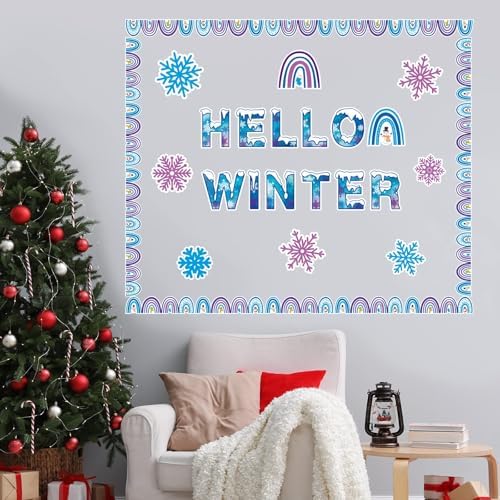 Winter Boho Rainbow Bulletin Board Decorations Set