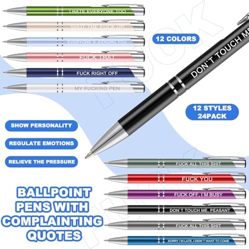 24 Snarky Office Pens Funny Ballpoint Pens with Insulting Quotes