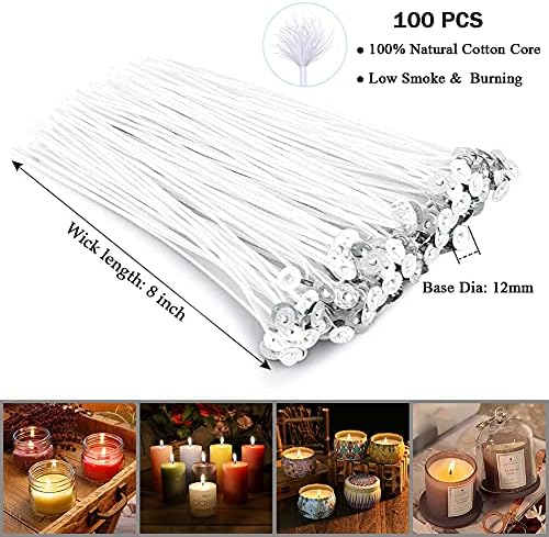 Antunihood Candle Wicks 100 Pcs with 60 Stickers and 10 Wooden Holders