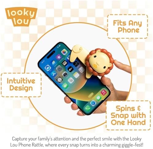 Looky Lou Lion Rattle Phone Clip for Baby Photos