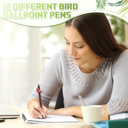 12 Pcs Bird Themed Ballpoint Pens for Bird Lovers