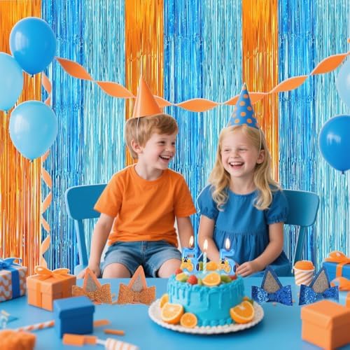 2 Pack Blue and Orange Streamers Party Decorations