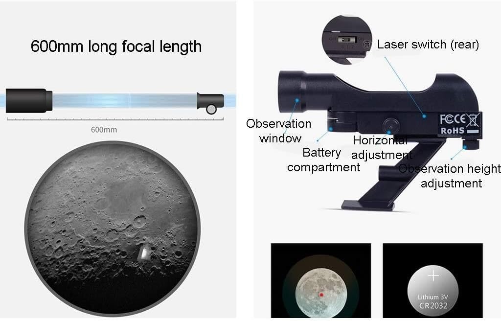 Kids Refractor Telescope 600mm x 50mm with 20mm 125mm Eyepieces