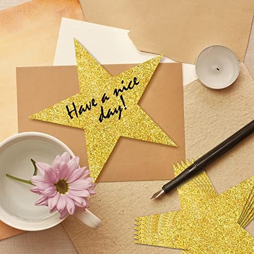 100 PCS Glitter Gold Star Cutouts for Party Decorations