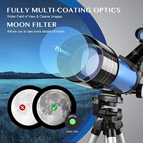 AOMEKIE 40070 70mm Telescope with Tripod and Phone Adapter