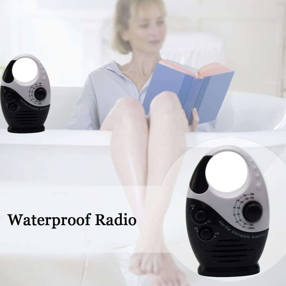 Shower Radio with AM FM Waterproof Portable Black