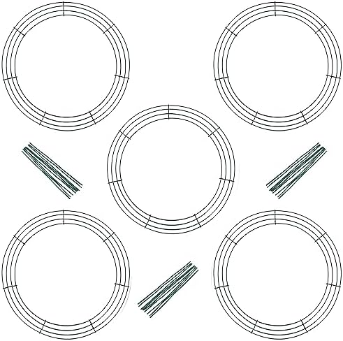 Pack of 5 Dark Green Round Wire Wreath Frames