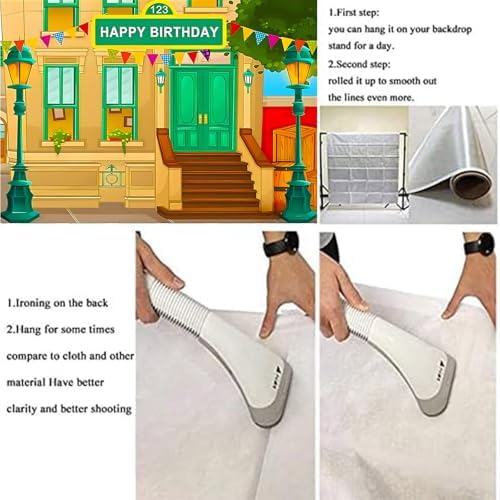Happy Birthday Cartoon Street Theme Brick Wall Photo Background