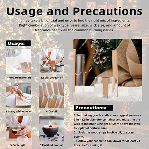 Ziosxin 800pc Smokeless Cherry Wood Candle Wicks with Stand and Glue Dot