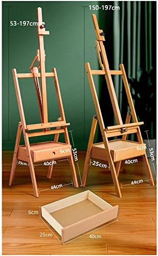 Adjustable Wooden H-Frame Art Easel with Storage Drawer