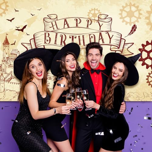 Wizard Party Backdrop Banner Magic School Castle Happy Birthday Decoration