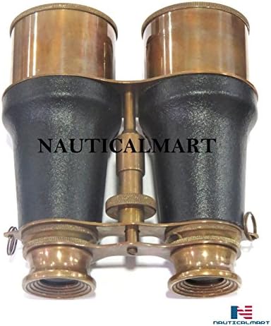NauticalMart 6 Inche Marine Brown Antique Leather Binoculars