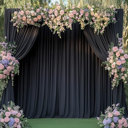 10ft x 12ft Wrinkle Free Black Backdrop Curtain 2 Panels