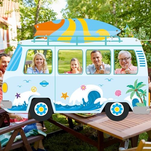 Summer Beach Bus Shaped Photo Prop Backdrop Banner 66x46in