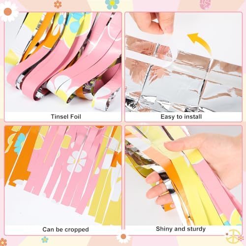 2 Packs Groovy Party Decorations Foil Curtain Tinsel Streamers